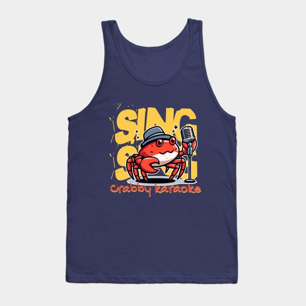 Funny crab Karaoke singer Tank Top by Create Magnus